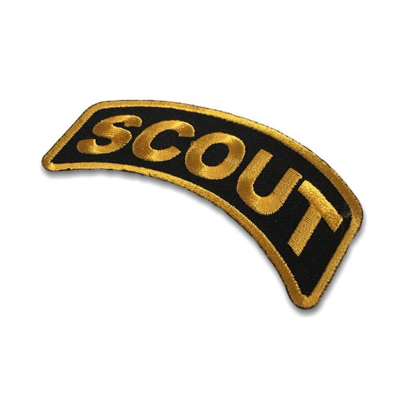 Scout Yellow on Black Rocker Patch - PATCHERS Iron on Patch