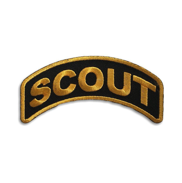 Scout Yellow on Black Rocker Patch - PATCHERS Iron on Patch