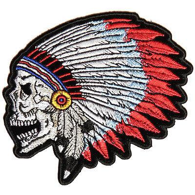 Screaming Indian Skull Head Dress Patch - PATCHERS Iron on Patch
