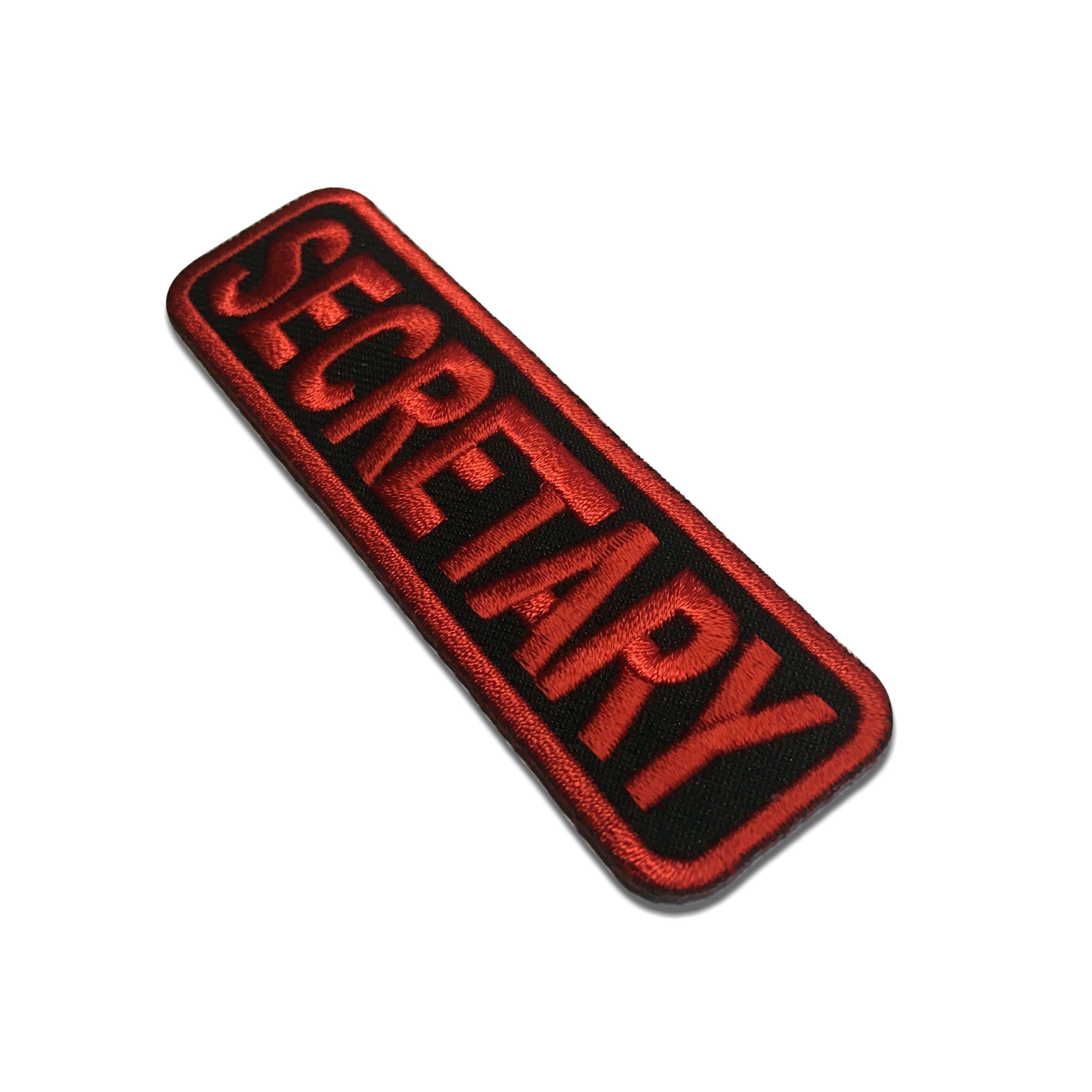 Embroidered Secretary Red on Black Iron on Sew on Patch – PATCHERS