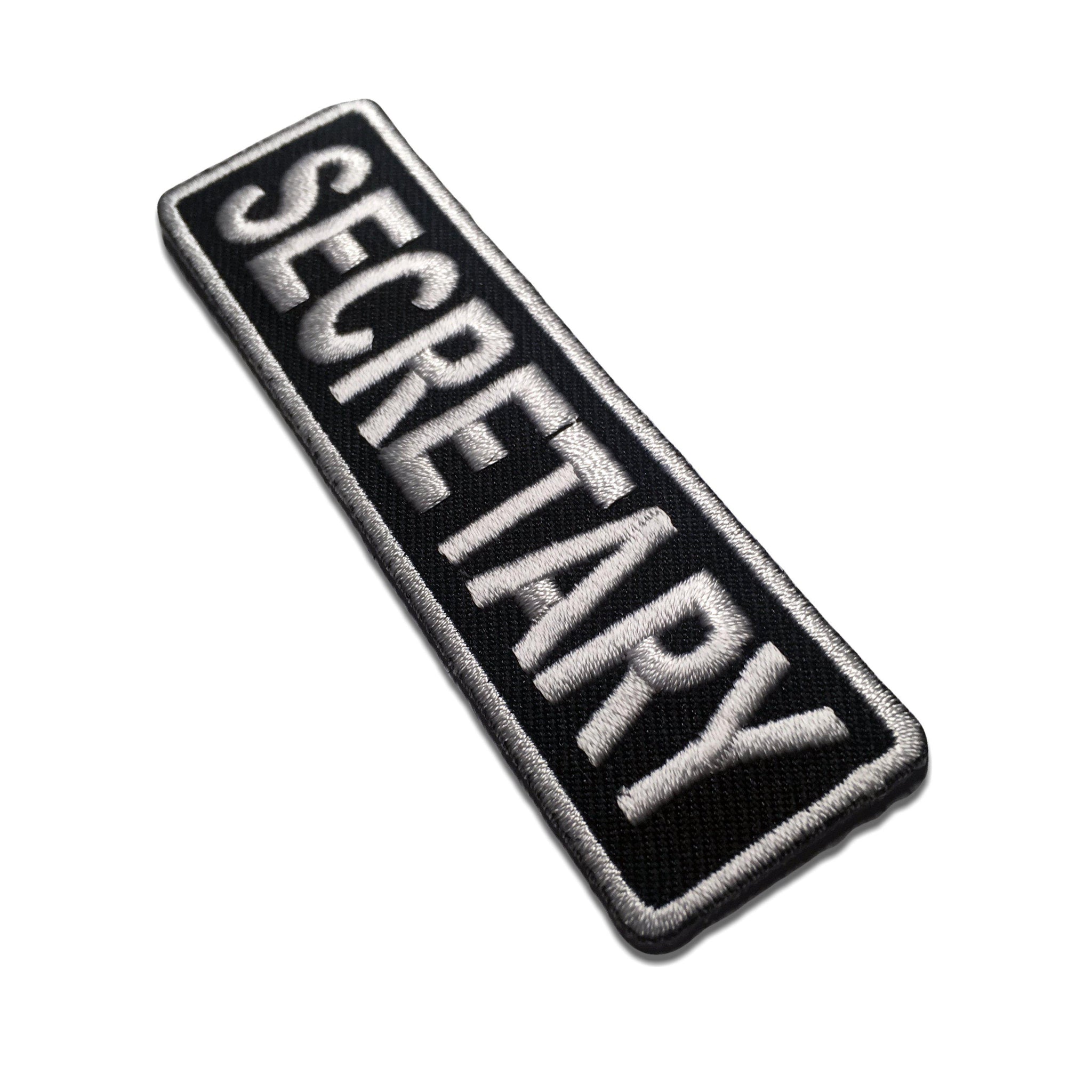 Embroidered Secretary White on Black Iron on Sew on Patch – PATCHERS