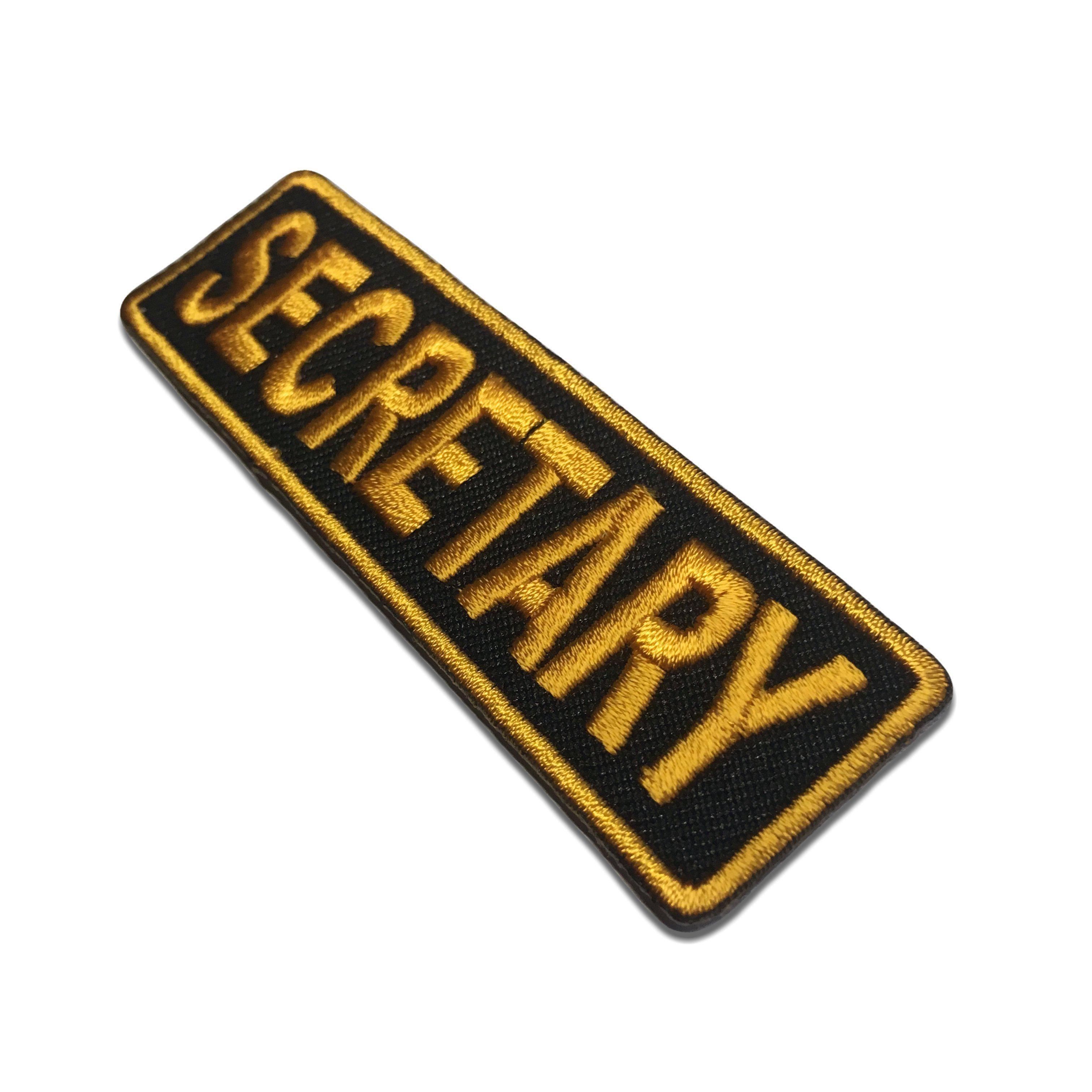 Embroidered Secretary Yellow on Black Iron on Sew on Patch – PATCHERS
