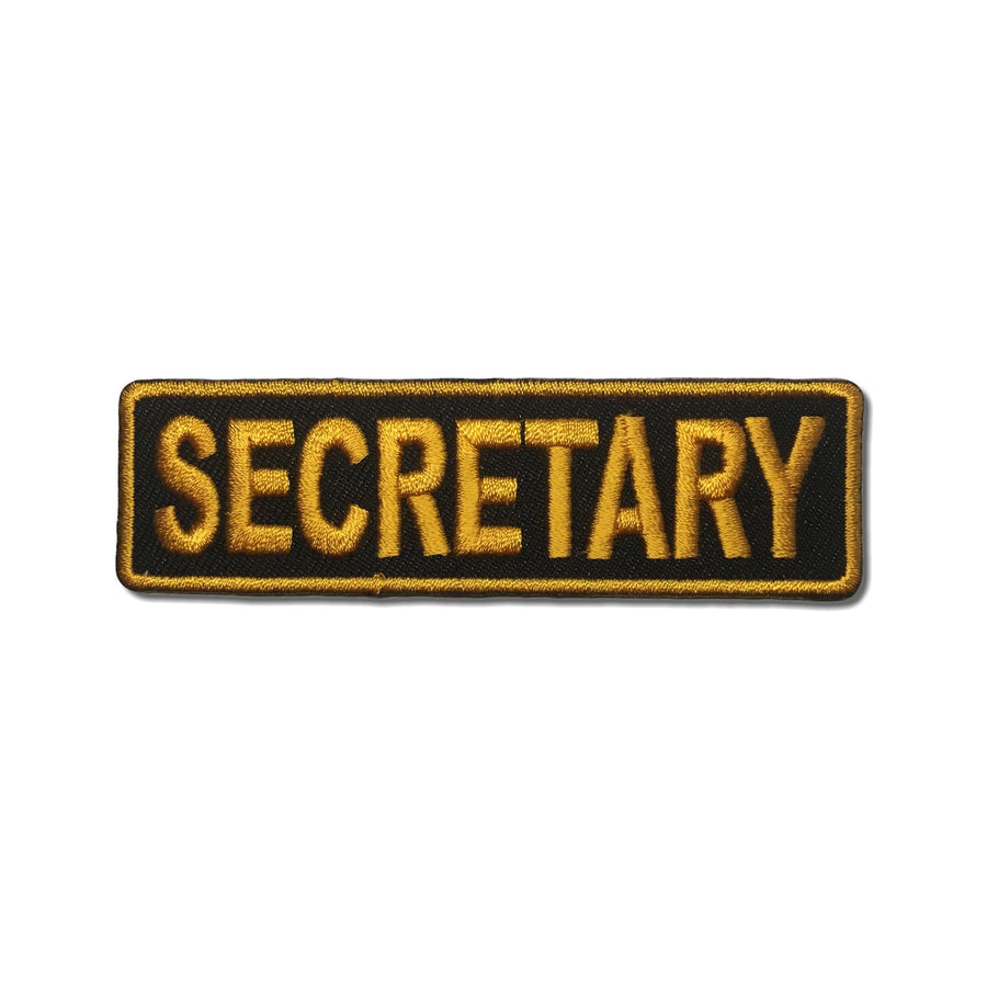 Embroidered Secretary Yellow on Black Iron on Sew on Patch – PATCHERS