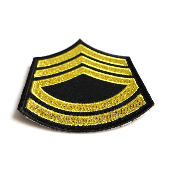 Sergeant First Class Chevron Black Yellow/Gold Patch - PATCHERS Iron on Patch