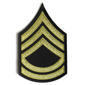 Sergeant First Class Chevron Black Yellow/Gold Patch - PATCHERS Iron on Patch