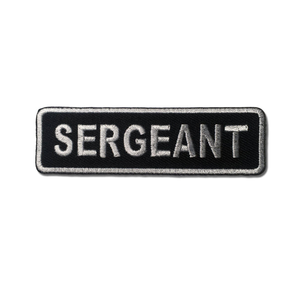 Sergeant White on Black Patch - PATCHERS Iron on Patch