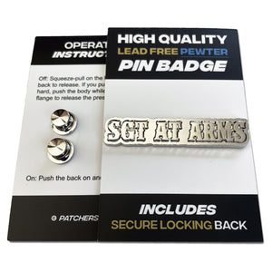 Sgt At Arms 3D Polished Pewter Pin Badge - PATCHERS Pin Badge