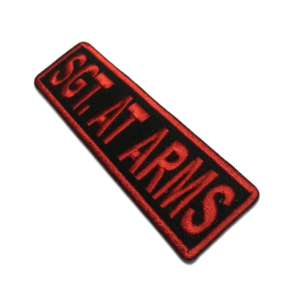 Sgt At Arms Red on Black Patch - PATCHERS Iron on Patch