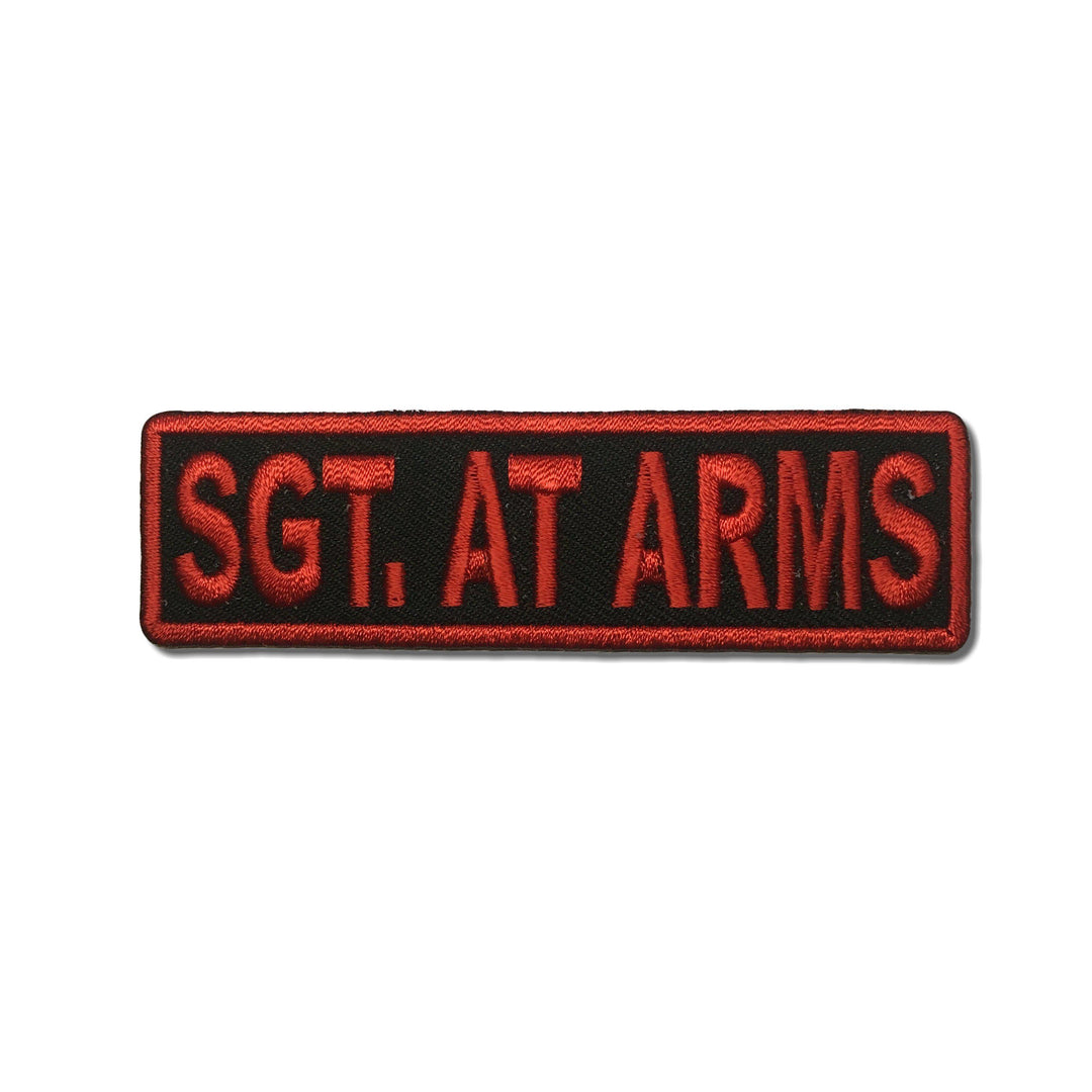 Embroidered Sgt At Arms Red on Black Iron on Sew on Patch – PATCHERS