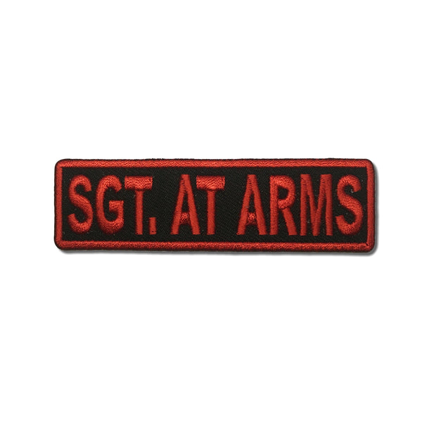 Sgt At Arms Red on Black Patch - PATCHERS Iron on Patch