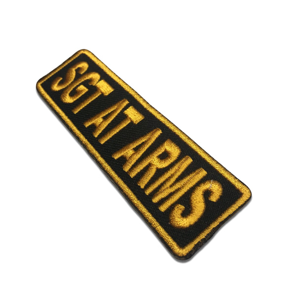 Sgt At Arms Yellow on Black Patch - PATCHERS Iron on Patch