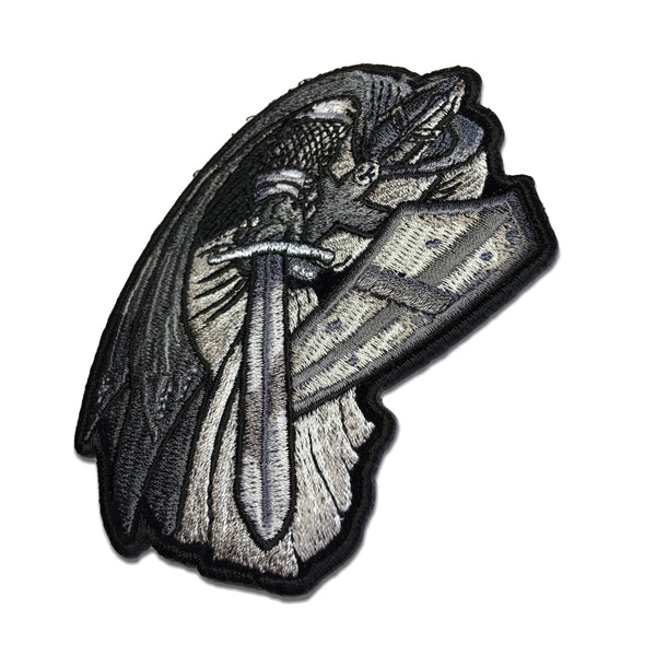 Silver Cape Crusader Templar Knight Patch - PATCHERS Iron on Patch