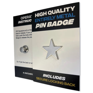Silver Nickel Plated Star Pin Badge - PATCHERS Pin Badge