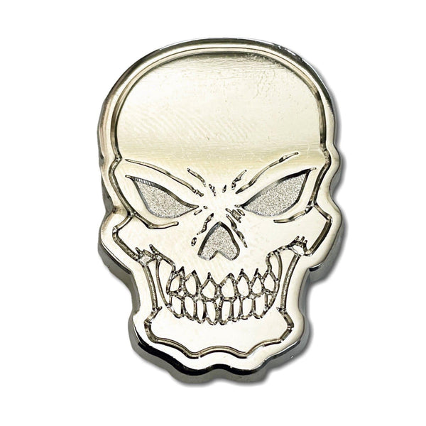 Skull 3D Polished Pewter Pin Badge - PATCHERS Pin Badge