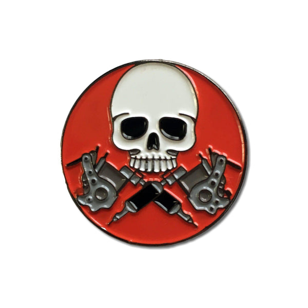 Skull & Tattoo Guns Pin Badge - PATCHERS Pin Badge