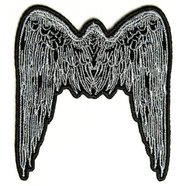 Small Angel Wings Light Grey Patch - PATCHERS Iron on Patch