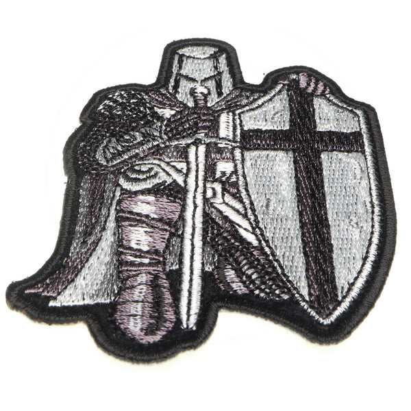 Small Black & White Crusader Knight Patch - PATCHERS Iron on Patch