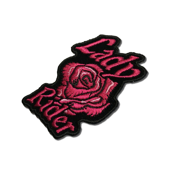 Small Lady Rider Pink Rose Patch - PATCHERS Iron on Patch