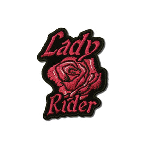Small Lady Rider Pink Rose Patch - PATCHERS Iron on Patch