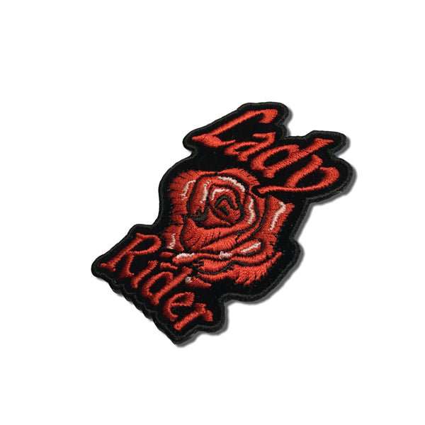 Small Lady Rider Red Rose Patch - PATCHERS Iron on Patch