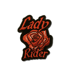 Small Lady Rider Red Rose Patch - PATCHERS Iron on Patch