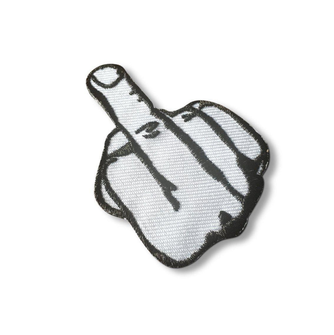 Embroidered Small Middle Finger Black & White Iron on Sew on Patch ...