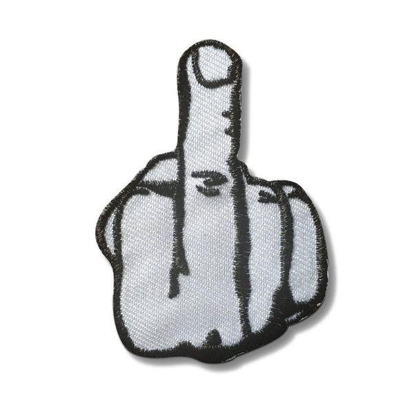 Small Middle Finger Black & White Patch - PATCHERS Iron on Patch