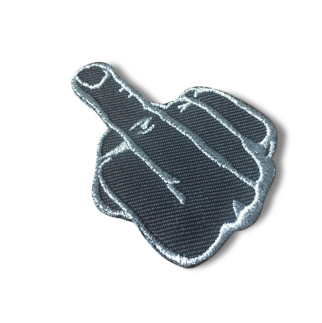 Embroidered Small Middle Finger Silver & Black Iron on Sew on Patch ...