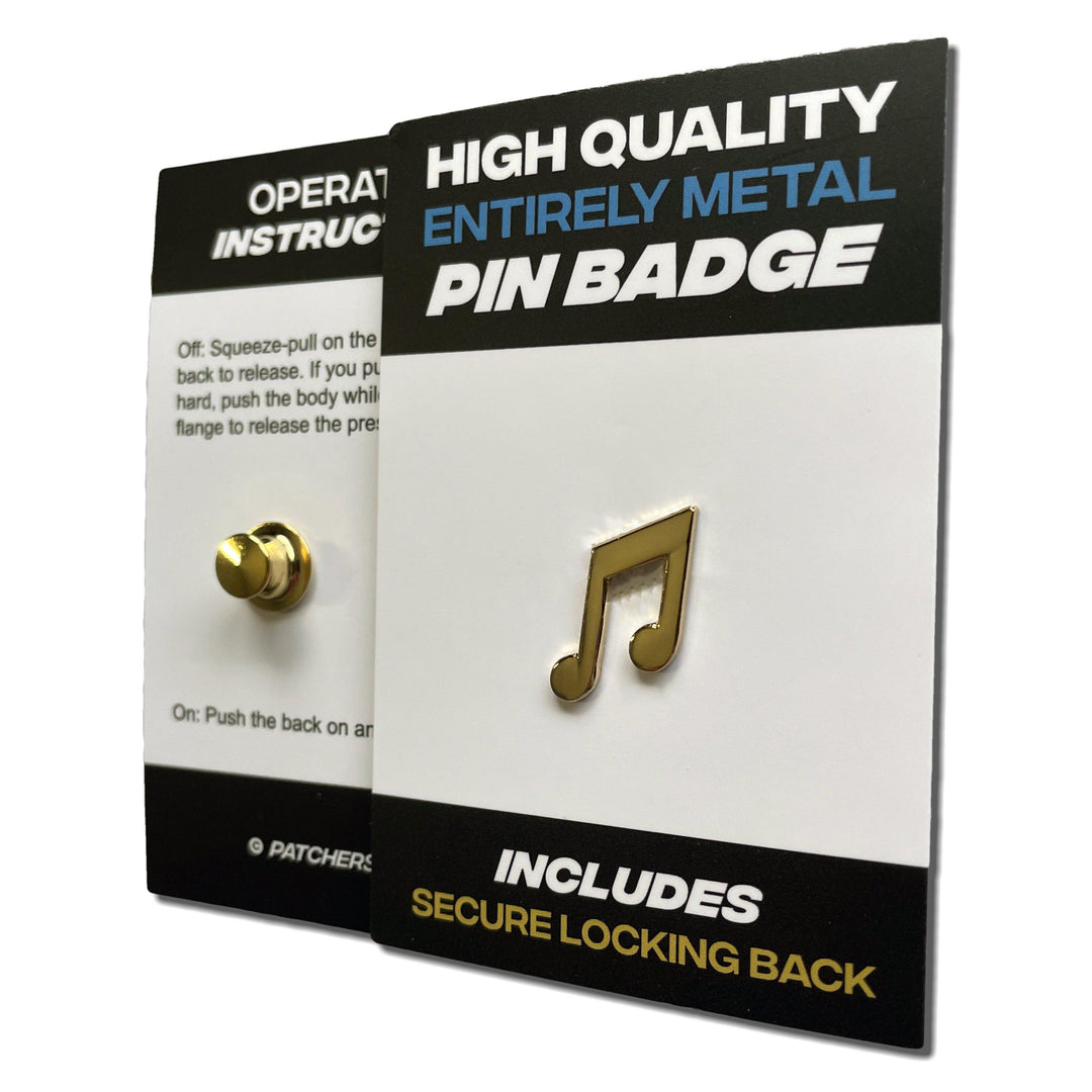 Small Musical Notes Gold Plated Pin Badge with Secure Locking Back ...