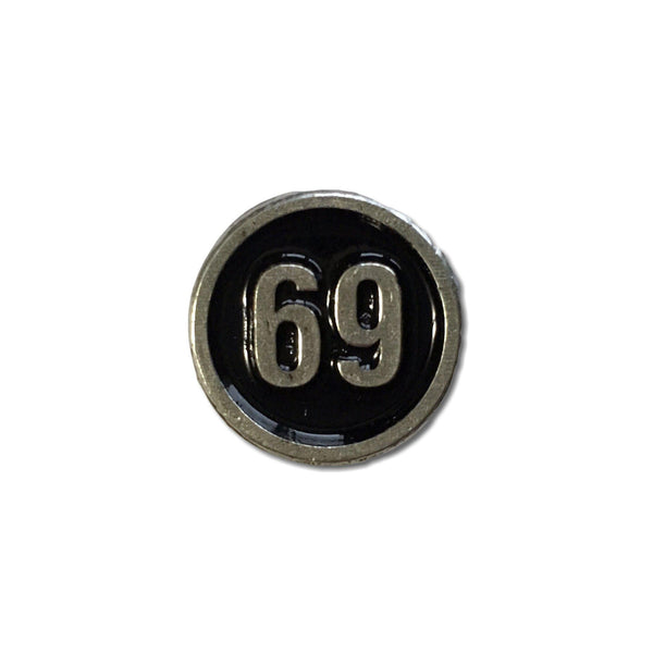 Small Number 69 Pewter Pin Badge - PATCHERS Pin Badge