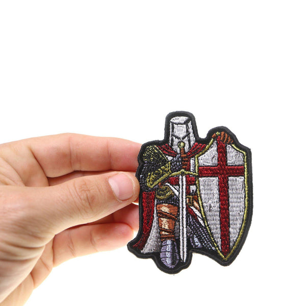 Small Red Crusader Knight Christian Patch - PATCHERS Iron on Patch