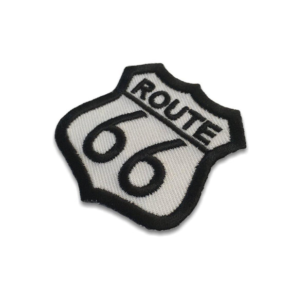 Small Route 66 Black on White Patch - PATCHERS Iron on Patch