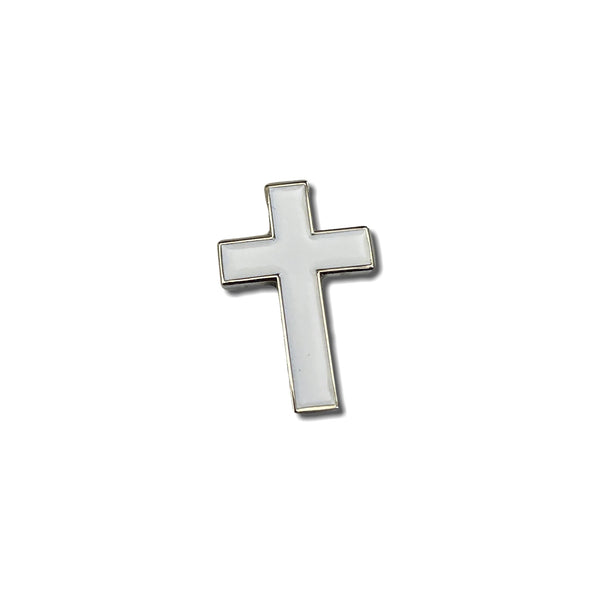 Small White Cross Pin Badge - PATCHERS Pin Badge