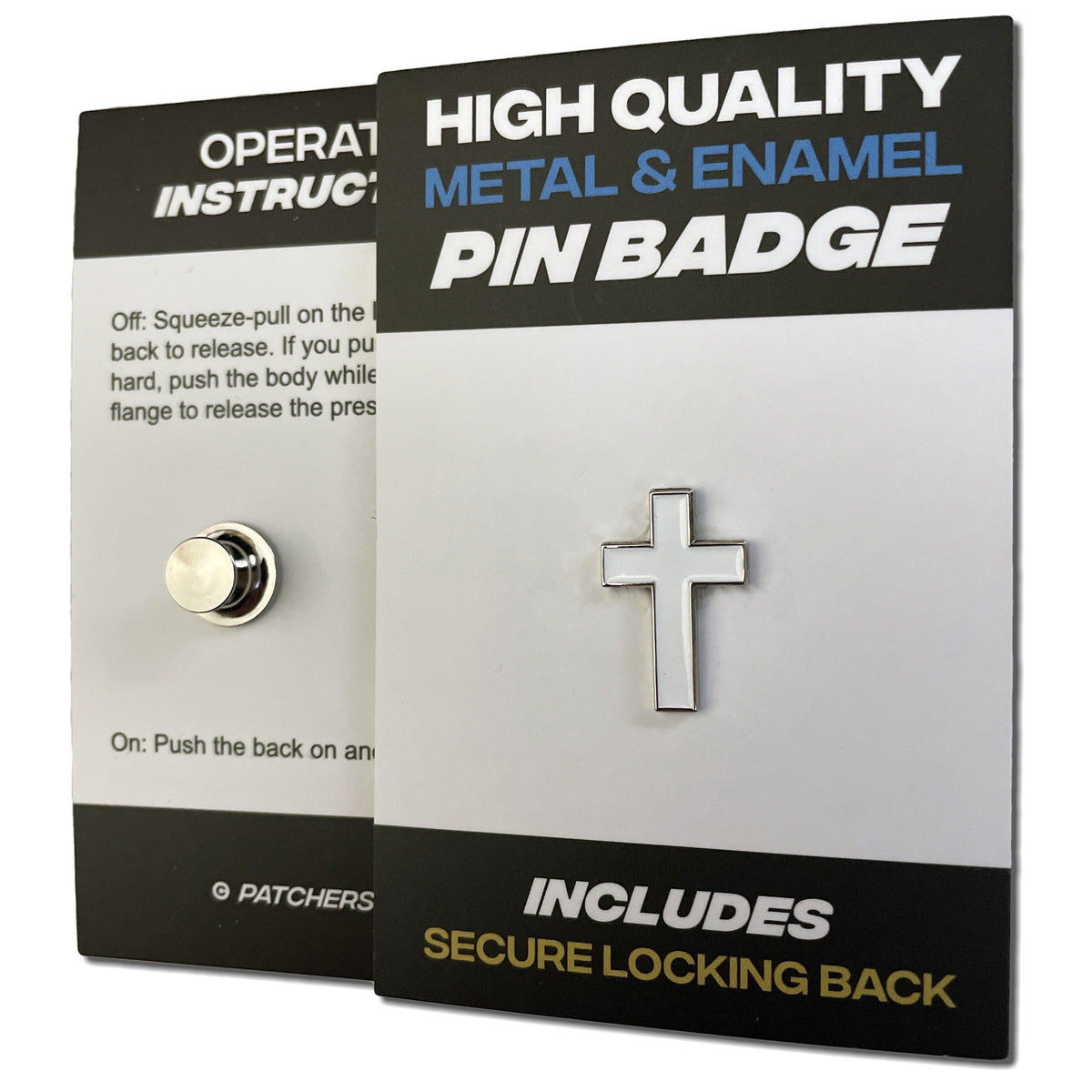 Metal & Enamel Small White Cross Pin Badge with Secure Locking Back ...