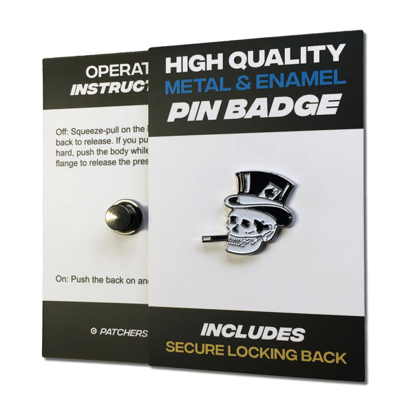 Smoking Skull Pin Badge - PATCHERS Pin Badge