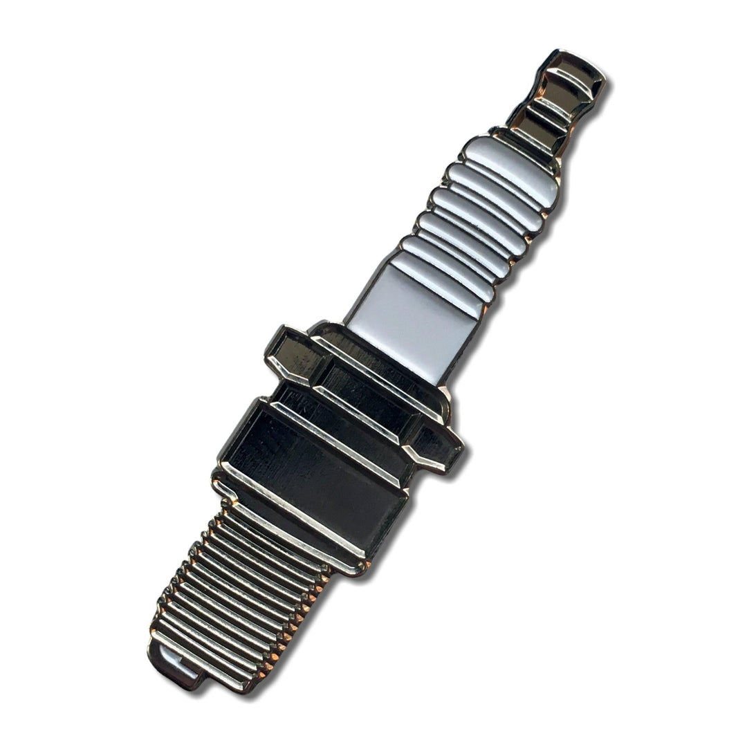 Metal & Enamel Spark Plug Pin Badge with Secure Locking Backs – PATCHERS