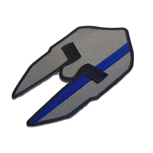 Spartan Helmet Blue Line Police Patch - PATCHERS Iron on Patch