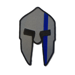Spartan Helmet Blue Line Police Patch - PATCHERS Iron on Patch