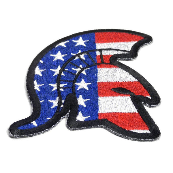 Spartan Helmet With US Flag Patch - PATCHERS Iron on Patch