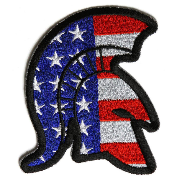Spartan Helmet With US Flag Patch - PATCHERS Iron on Patch