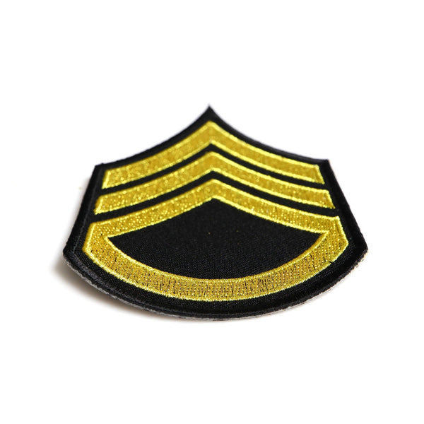 Staff Sergeant Chevron Black Yellow/Gold Patch - PATCHERS Iron on Patch
