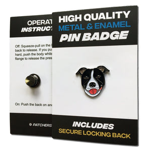 Staffie Dog Head Black Pin Badge - PATCHERS Pin Badge