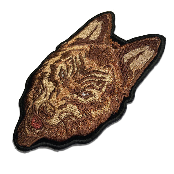 Staring Wolf in Brown Patch - PATCHERS Iron on Patch
