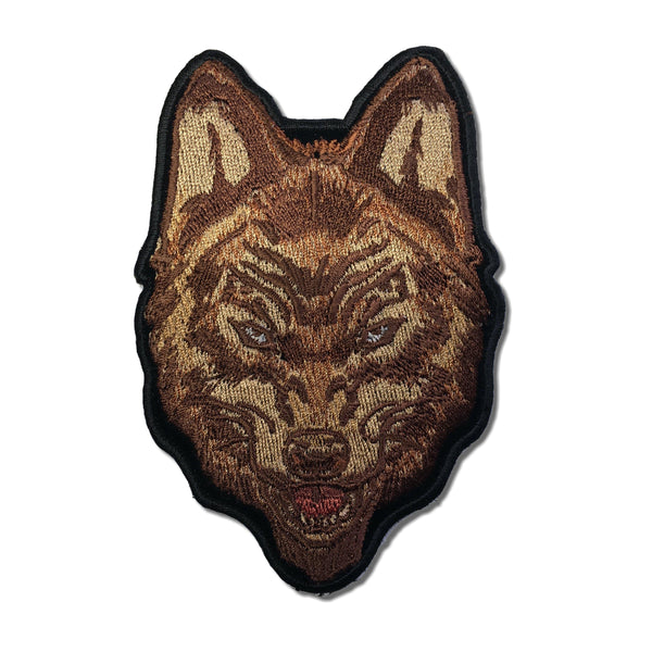 Staring Wolf in Brown Patch - PATCHERS Iron on Patch