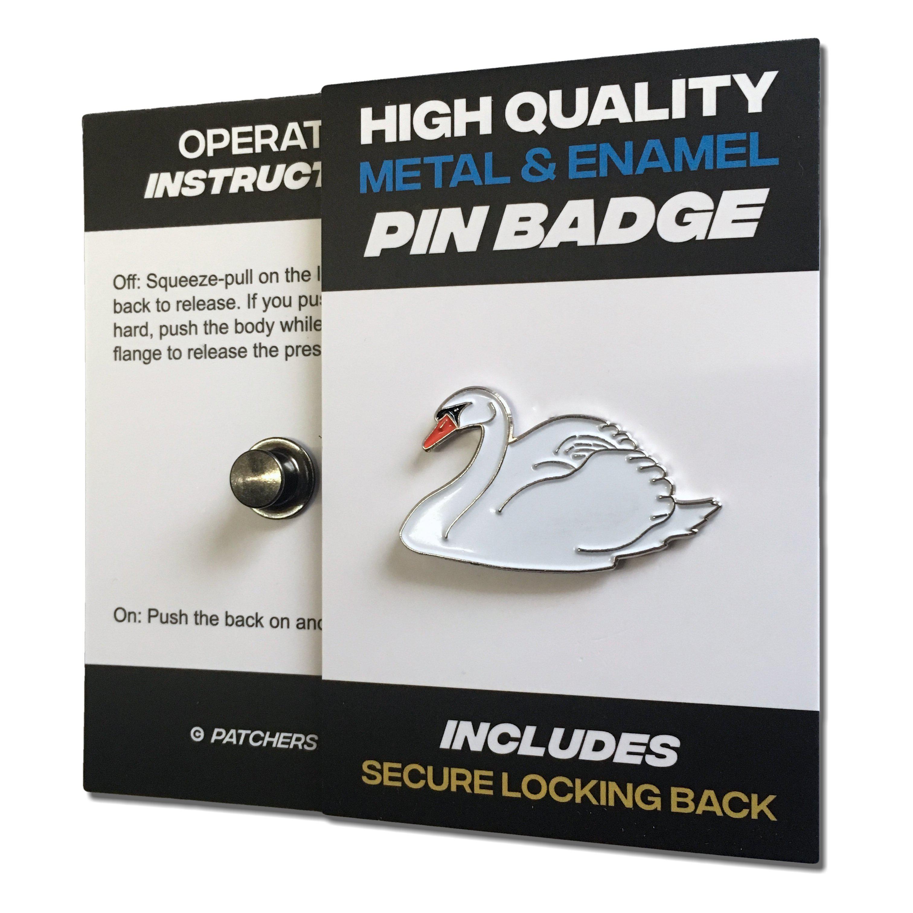 High Quality Metal & Enamel Swan Pin Badge with Secure Locking Back –  PATCHERS