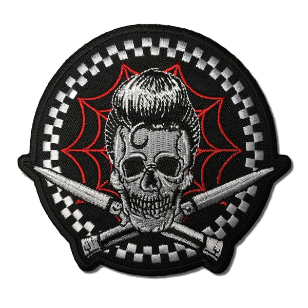 Switchblades Billy Skull Spider Web Patch - PATCHERS Iron on Patch