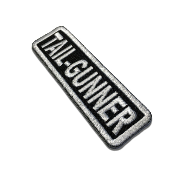 Tail Gunner White on Black Patch - PATCHERS Iron on Patch