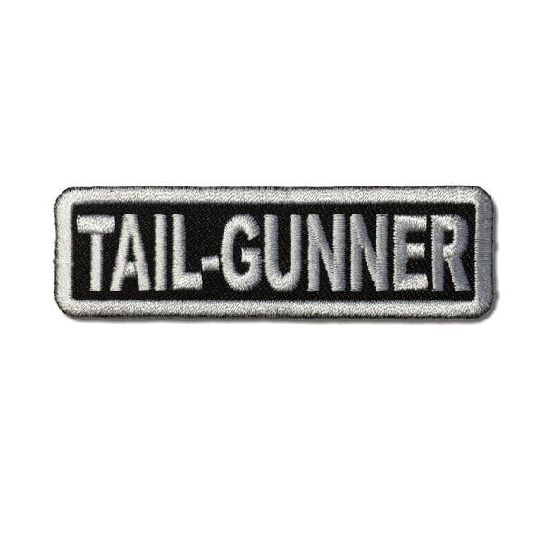 Tail Gunner White on Black Patch - PATCHERS Iron on Patch