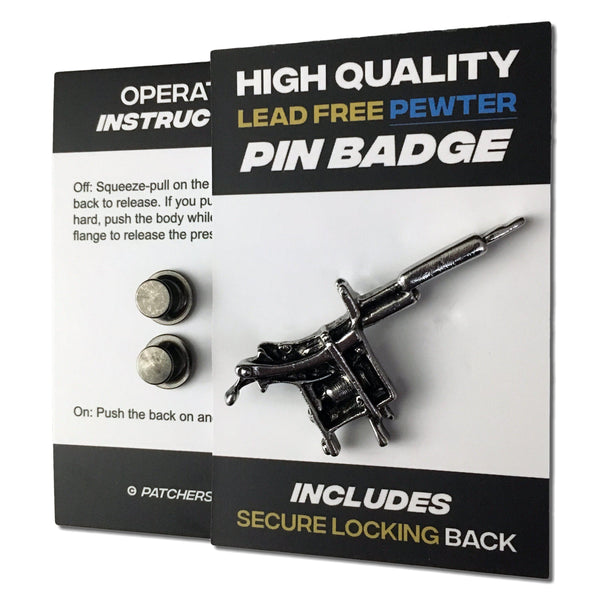 Tattoo Gun Pewter Pin Badge - PATCHERS Pin Badge