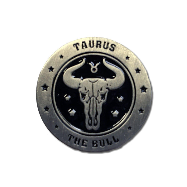 Taurus Skull Zodiac Sign Pin Badge - PATCHERS Pin Badge
